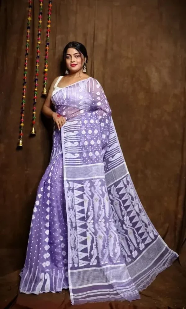 Embroidered Jamdani Cotton Silk Saree
