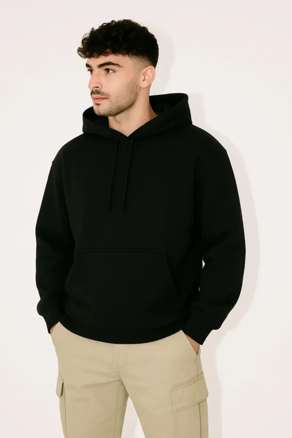 Men Full Sleeve Solid Hooded Sweatshirt