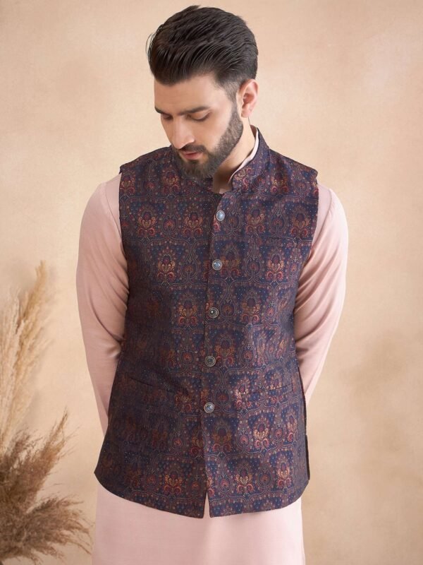 Men Woven Design Nehru Jacket