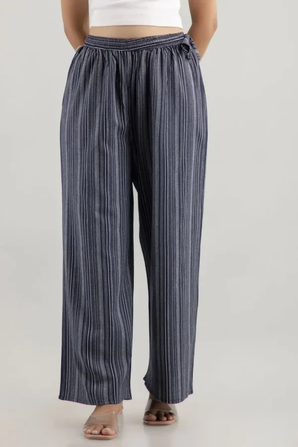 Women Regular Fit Dark Blue Cotton Blend Trousers