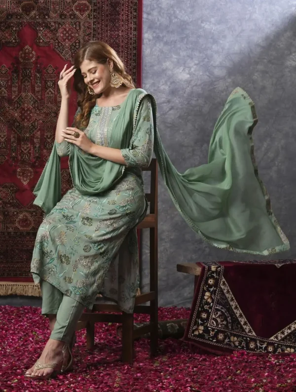 Cotton Rayon Kurti Pant Dupatta Set