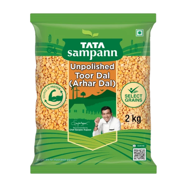 Tata Sampann Unpolished Yellow Toor/Arhar Dal (Split) (2 kg)