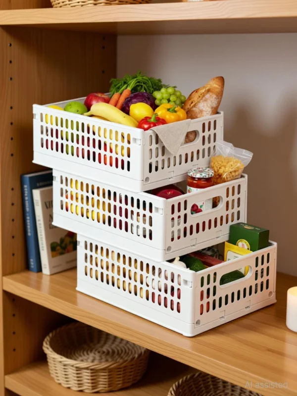 Aditya Polymers Stack-It-All Foldable Plastic Basket
