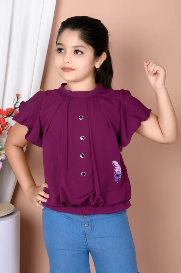 Girls Casual Cotton Silk Top (Purple, Pack of 1)