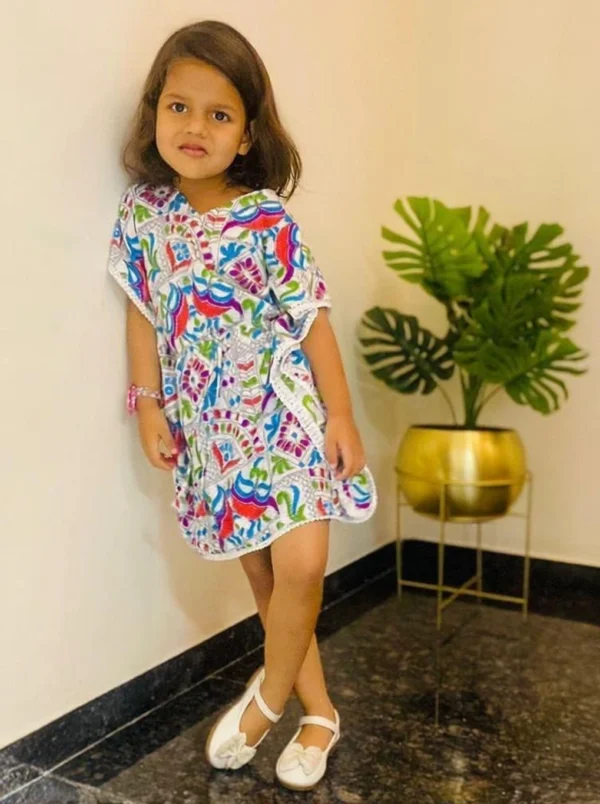 Girls Casual Rayon Kaftan Top (Multicolor, Pack of 1)